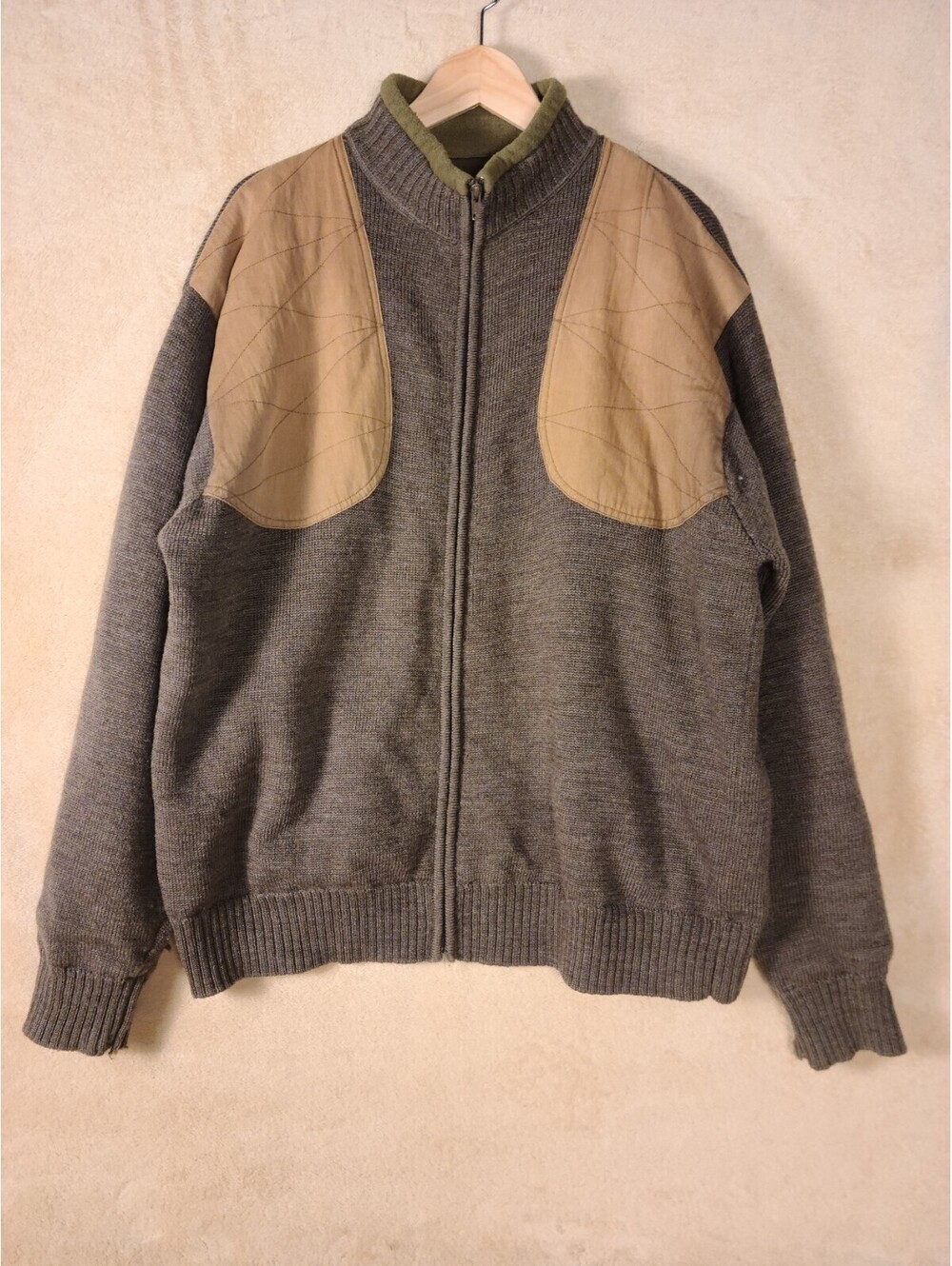 Beretta Sweater Mens Large Brown Wool Windstop Shooting Jacket